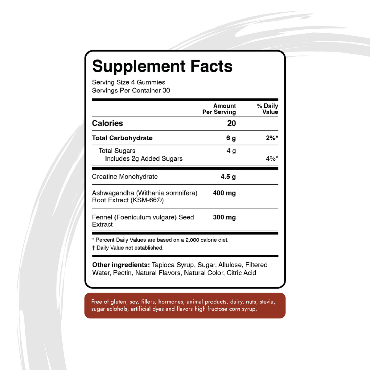 supplement facts table