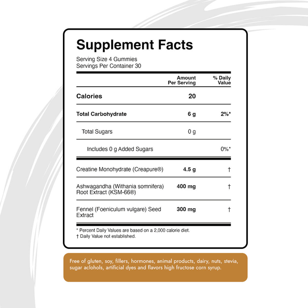 pineapple tajin creatine gummy nutrition facts table