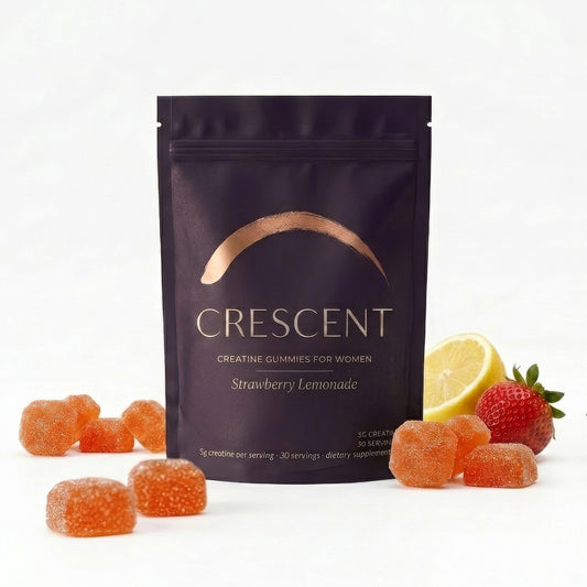 strawberrylemonade::Strawberry Lemonade creatine gummies pouch with fresh strawberries and lemon
